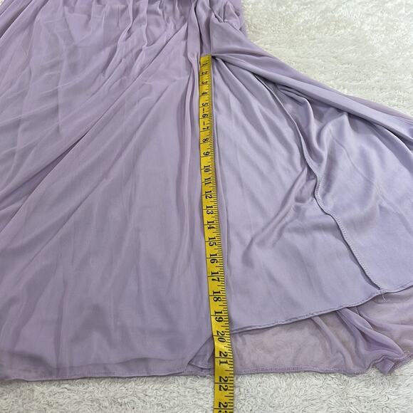 David's Bridal lace and chiffon one shoulder maxi dress F17063 Iris, size 8 - Picture 3 of 8